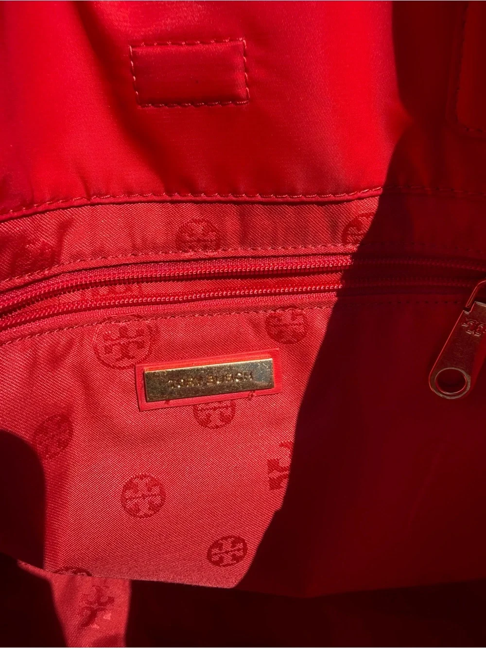 Tory Burch Ella Red Nylon Logo Tote